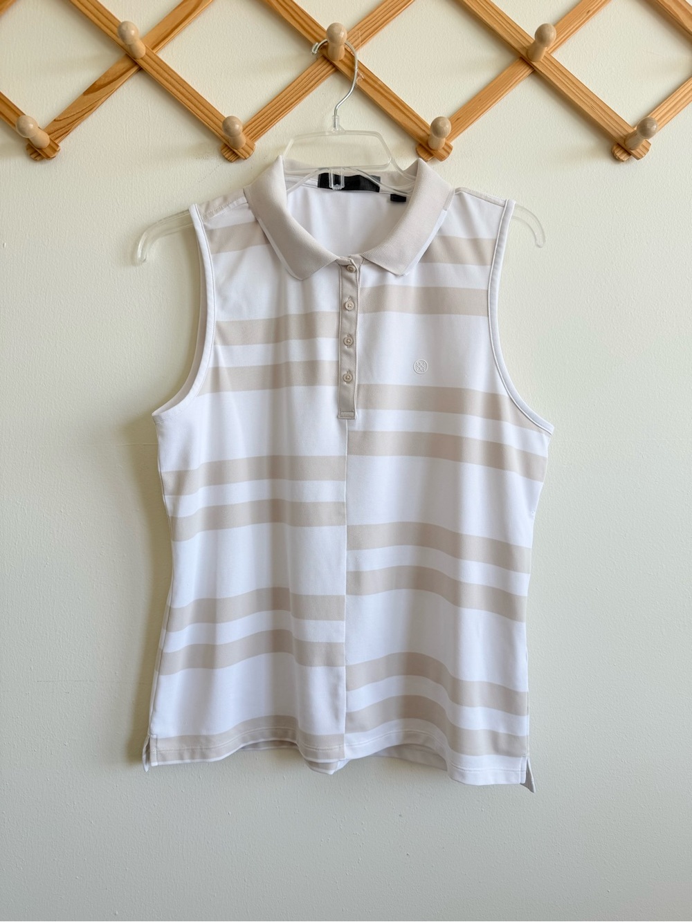 G/FORE Offset Stripe Sleeveless Polo Golf Shirt